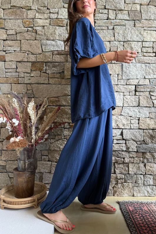 Randles Puff Sleeve Blouse Navy